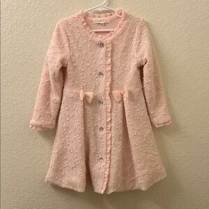 Nannette Light Pink Girls' Coat with Ruffle Trim